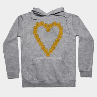 Valentines Day Heart Floral Art Sunflower Line Drawing Hoodie